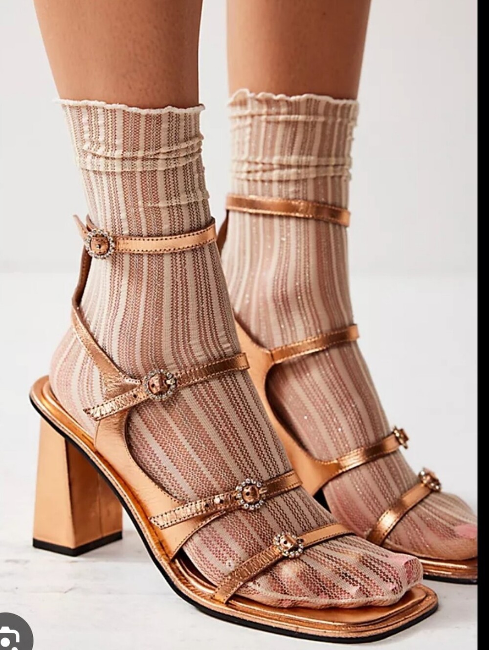 Free People Rose Gold Rhinestone Strappy Heels
